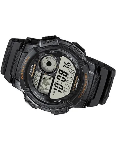Reloj Casio collection Digital AE-1000w-1av Hora Mundial - 5 Alarmas - 10 BAR