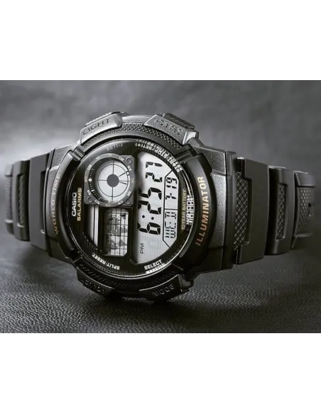 Reloj Casio collection Digital AE-1000w-1av Hora Mundial - 5 Alarmas - 10 BAR