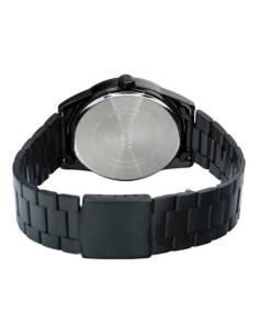 Reloj deportivo Casio MTP-VD01B-1B baño de iones broche triple pliegue dial negro 45mm correa de acero 3 agujas 2