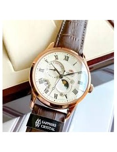 reloj automático hombre Orient Sun & Moon RA-AK0007S version 3 dial champán 42.5mm Cristal de zafiro correa de cuero resistente 2