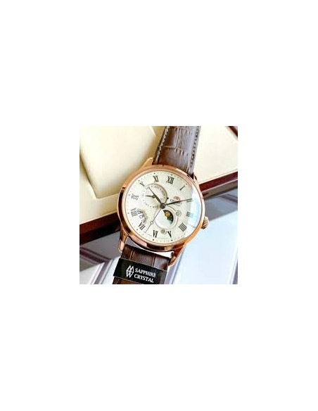 reloj automático hombre Orient Sun & Moon RA-AK0007S version 3 dial champán 42.5mm Cristal de zafiro correa de cuero resistente