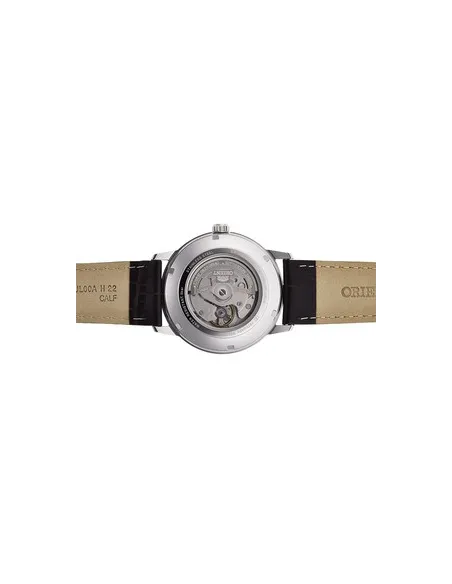 reloj automático hombre Orient Bambino Contemporary RA-AC0F07S dial plata 41.6mm (admite cuerda manual) correa de cuero