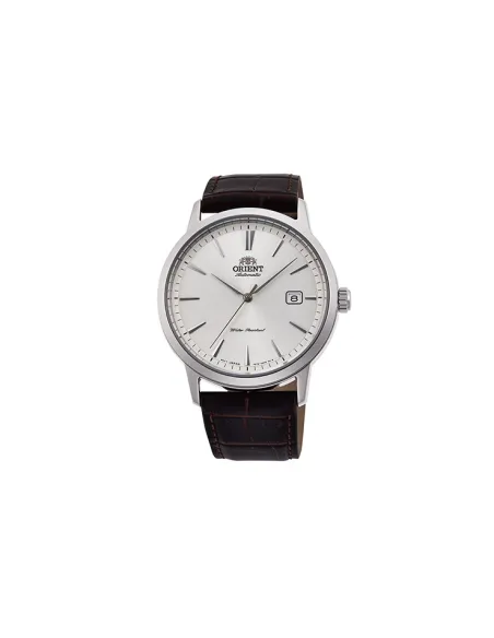 reloj automático hombre Orient Bambino Contemporary RA-AC0F07S dial plata 41.6mm (admite cuerda manual) correa de cuero