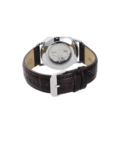 reloj automático hombre Orient Bambino Contemporary RA-AC0F07S dial plata 41.6mm (admite cuerda manual) correa de cuero