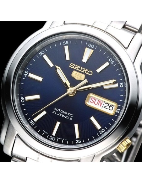 reloj automático hombre Seiko 5 SNKL79K1 dial azul 37mm correa acero