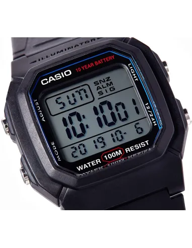Reloj digital hombre Casio W800H-1B 10 años batería correa goma luz led