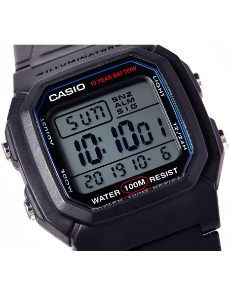 Reloj digital hombre Casio W800H-1B 10 años batería correa goma luz led
