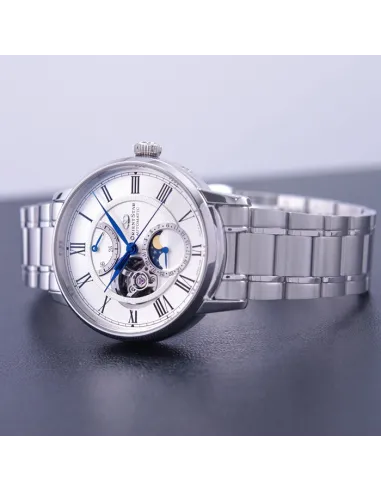 Reloj automático hombre Orient Star RE-AY0102S dial blanco 41mm Fases Lunares Cristal de Zafiro anti-reflejo