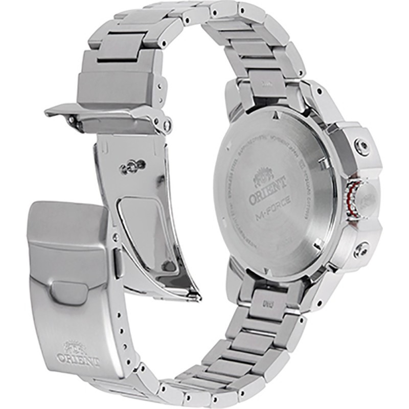 reloj de buceo automático hombre Orient M-Force RA-AC0N01B dial negro 45mm correa acero 200m water resist Cristal Zafiro