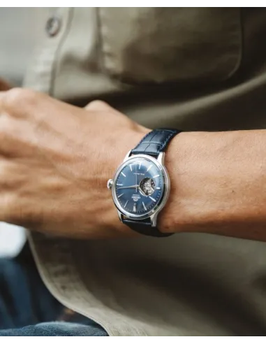 reloj hombre automático Orient RA-AG0005L OPEN HEART esfera azul correa cuero