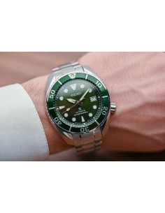 Reloj hombre automático SEIKO PROSPEX SCUBA SNE583P1 correa de acero dial verde 200m water resist 2