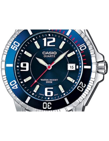 copy of reloj de buceo hombre Casio MTD-1053D-1A dial negro correa acero 200m water resist