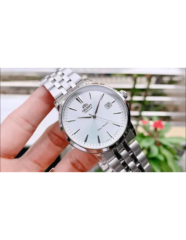 Reloj automático hombre Orient Symphony RA-AC0F02S dial plata 41.6mm correa de acero 50m (admite cuerda manual)