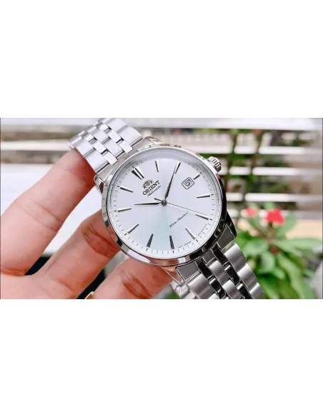 Reloj automático hombre Orient Symphony RA-AC0F02S dial plata 41.6mm correa de acero 50m (admite cuerda manual)