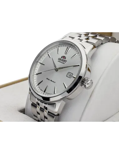 Reloj automático hombre Orient Symphony RA-AC0F02S dial plata 41.6mm correa de acero 50m (admite cuerda manual)