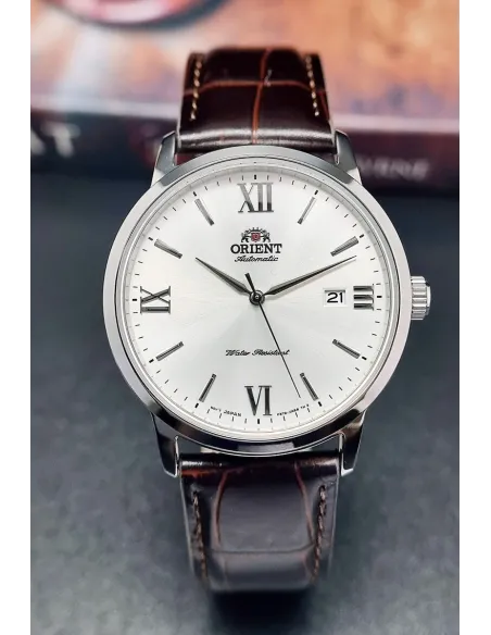 Reloj automático hombre Orient Contemporary RA-AC0F12S dial plata 41.6mm Cristal de zafiro correa de cuero 50m