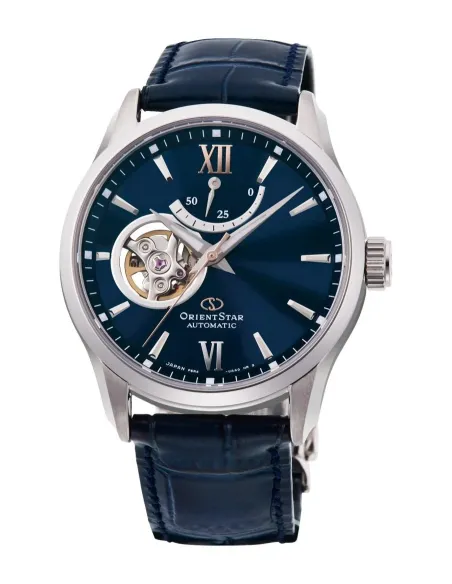 Reloj automático hombre Orient Star RE-AT0006L dial azul 39.3mm Cristal de Zafiro anti-reflejo correa de cuero