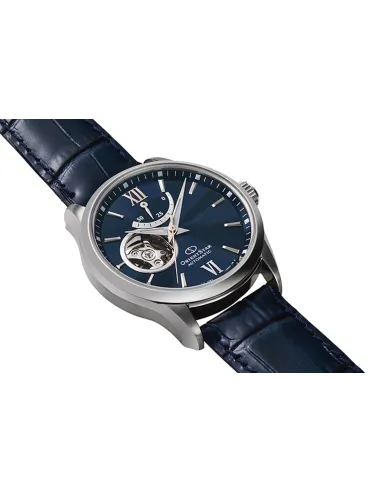 Reloj automático hombre Orient Star RE-AT0006L dial azul 39.3mm Cristal de Zafiro anti-reflejo correa de cuero
