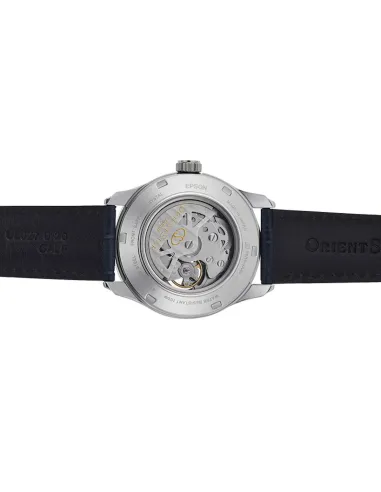 Reloj automático hombre Orient Star RE-AT0006L dial azul 39.3mm Cristal de Zafiro anti-reflejo correa de cuero