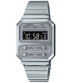 Reloj retro unisex Casio Future A100WE-7B Pantalla Luz Led de fondo Alarma Cronómetro Resistente al agua correa de acero