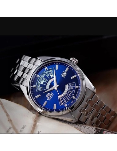 Orient Multi Year Calendar RA-BA0003L automatic men's watch blue dial 43.5mm stainless steel bracelet 50m water resist hand-hack