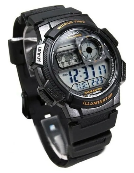 Reloj Casio collection Digital AE-1000w-1av Hora Mundial - 5 Alarmas - 10 BAR