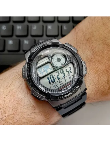 Reloj Casio collection Digital AE-1000w-1av Hora Mundial - 5 Alarmas - 10 BAR