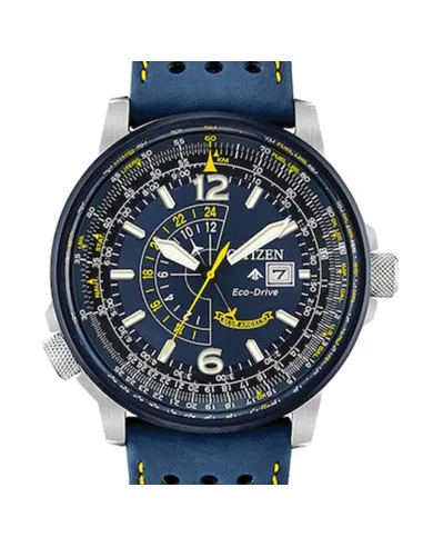 Reloj Aviador hombre Citizen Promaster Nighthawk Blue Angels BJ7007-02L dial azul 42mm correa de cuero 200m