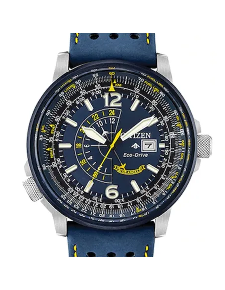 Reloj Aviador hombre Citizen Promaster Nighthawk Blue Angels BJ7007-02L dial azul 42mm correa de cuero 200m