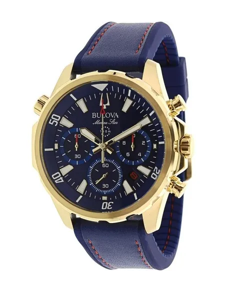 Reloj hombre Bulova Marine Star 97B168 Cuarzo 43mm correa de cuero 100m WR