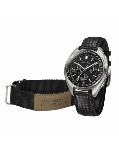 Reloj hombre Bulova 96B251 Special Edition Moon Apollo Lunar Pilot Chronograph dial negro 30m WR correa de cuero