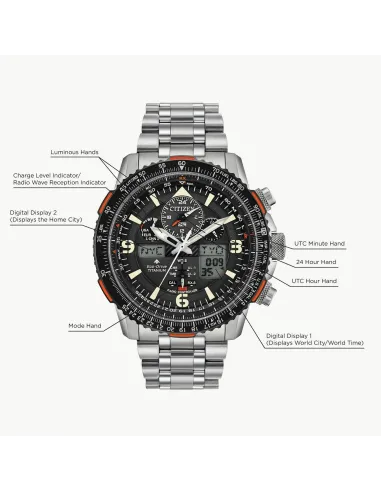 Reloj Aviador Titanio Radiocontrol Citizen Promaster Skyhawk JY8108-53E 45mm Hora Atómica cristal de zafiro