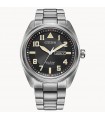 Reloj Aviador hombre Citizen Garrison Titanium BM8560-53E Ecodrive dial negro 42mm correa y caja de titanio