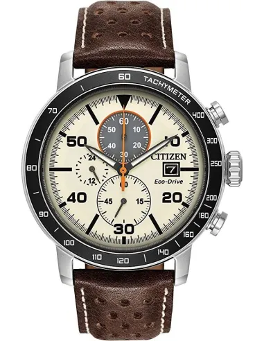 Reloj hombre Citizen Ecodrive Brycen CA0649-06X dial beige 44mm correa de cuero 100m WR