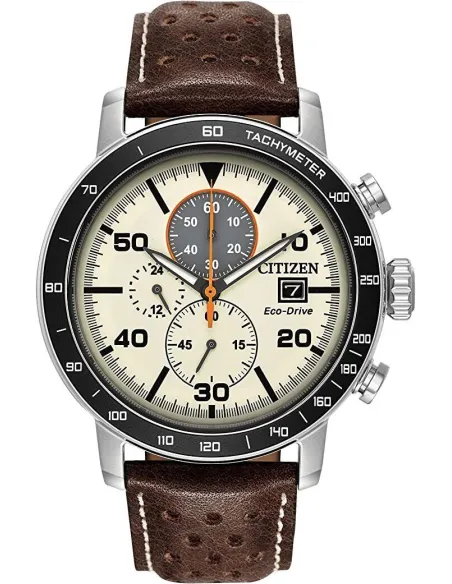 Reloj hombre Citizen Ecodrive Brycen CA0649-06X dial beige 44mm correa de cuero 100m WR