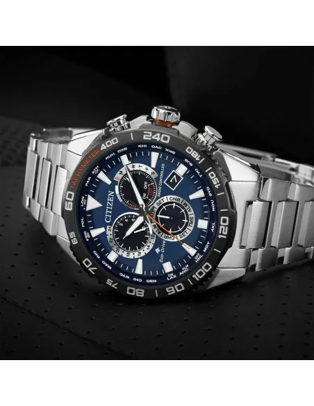 reloj Aviador Radiocontrol hombre Citizen Promaster Perpetual CB5034-58L Hora Atómica 45mm Cristal de Zafiro