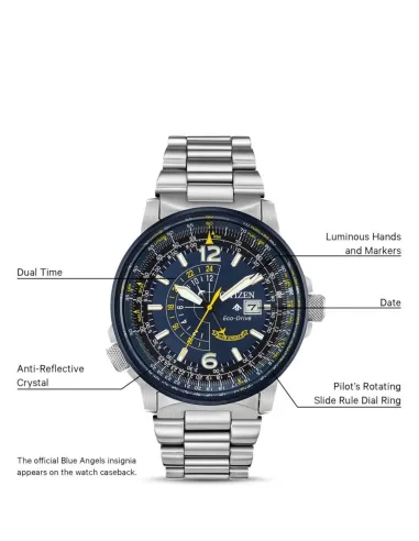 Reloj aviador hombre Citizen Promaster Nighthawk Blue Angels BJ7006-56L dial azul 42mm Eco-Drive