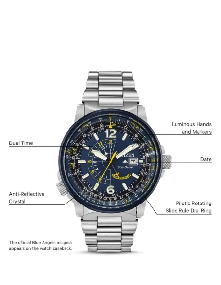 Reloj aviador hombre Citizen Promaster Nighthawk Blue Angels BJ7006-56L dial azul 42mm Eco-Drive