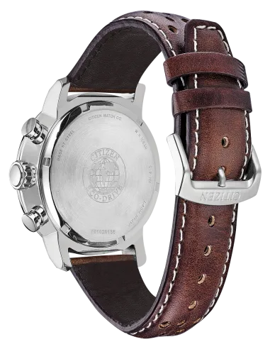 Reloj hombre Citizen Ecodrive Brycen CA0648-09L 44mm dial azul correa de cuero Taquímetro 100m