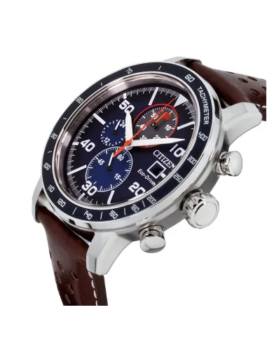 Reloj hombre Citizen Ecodrive Brycen CA0648-09L 44mm dial azul correa de cuero Taquímetro 100m