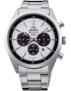 Reloj hombre solar Orient Japan Edition Neo 70's Solar Chronograph Panda WV0041TX Made In Japan Milky White JDM