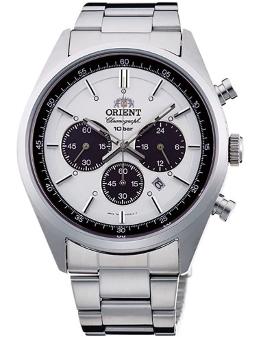 Reloj hombre solar Orient Japan Edition Neo 70's Solar Chronograph Panda WV0041TX Made In Japan Milky White JDM