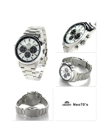 Reloj hombre solar Orient Japan Edition Neo 70's Solar Chronograph Panda WV0041TX Made In Japan Milky White JDM