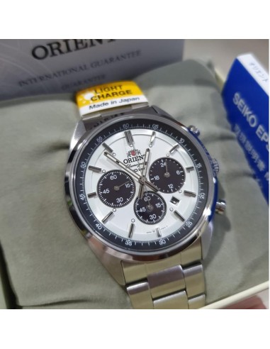 Reloj hombre solar Orient Japan Edition Neo 70's Solar Chronograph Panda WV0041TX Made In Japan Milky White JDM