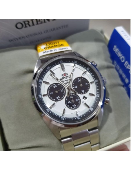 Reloj hombre solar Orient Japan Edition Neo 70's Solar Chronograph Panda WV0041TX Made In Japan Milky White JDM