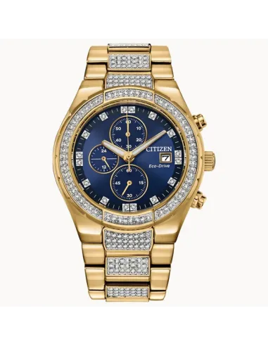 Reloj lujo hombre Citizen Eco-drive Swarovski Crystal CA0752-58E 42mm 50m WR correa de acero Cronógrafo