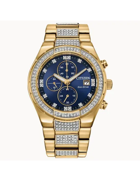 Reloj lujo hombre Citizen Eco-drive Swarovski Crystal CA0752-58E 42mm 50m WR correa de acero Cronógrafo