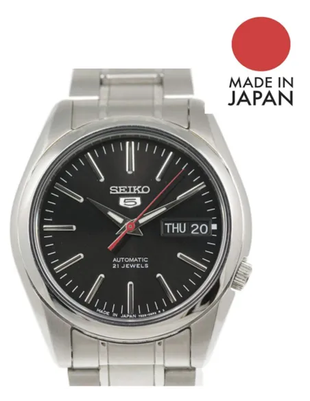 Reloj automático hombre Seiko 5 Classic SNKL45J1 MADE IN JAPAN 37mm dial negro correa de acero