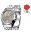 Reloj automático hombre Seiko 5 Classic SNKL19J1 37mm MADE IN JAPAN gris correa de acero cristal Hardlex