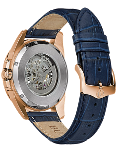Reloj automático hombre Bulova Sutton 97A161 43mm dial plata correa de cuero 100m WR 2